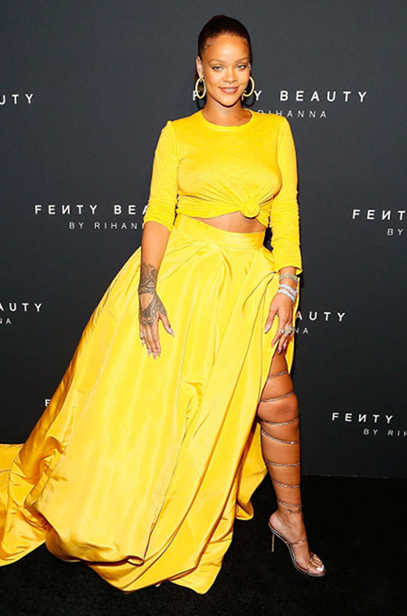 Rihanna arrives to the Fenty by Rihanna Launch in New York City