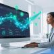 Entrepreneur analyzing AI-powered marketing audit dashboard for business growth using automation insights from AI marketing audit.