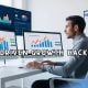 Growth hacking in action as business professional is analyzing AI-driven growth hacking on multiple dashboards to optimize conversions
