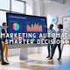 Diverse business team analyzing AI marketing automation dashboard and strategy tools for smarter business decisions.