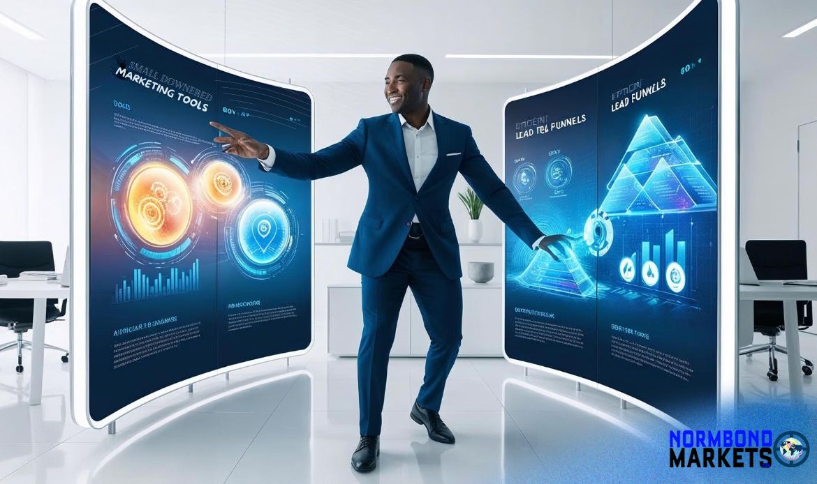 AI marketing for coaches on display as Business coach uses AI marketing dashboards to automate lead funnels and optimize content creation workflows.