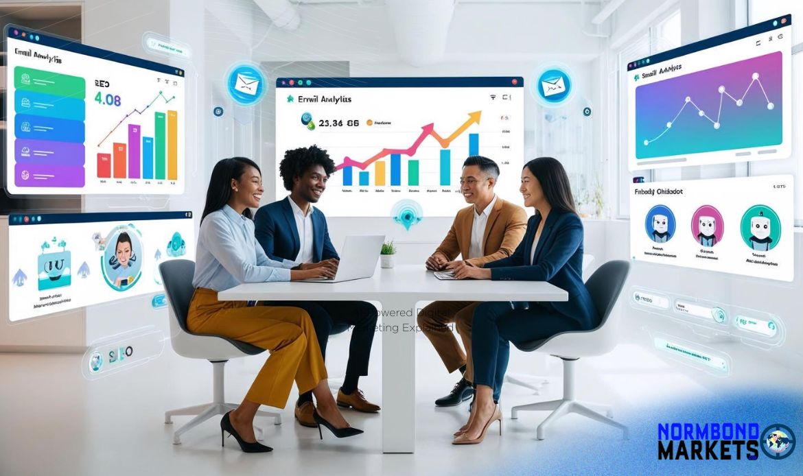 Small business team using AI-powered digital marketing dashboards
