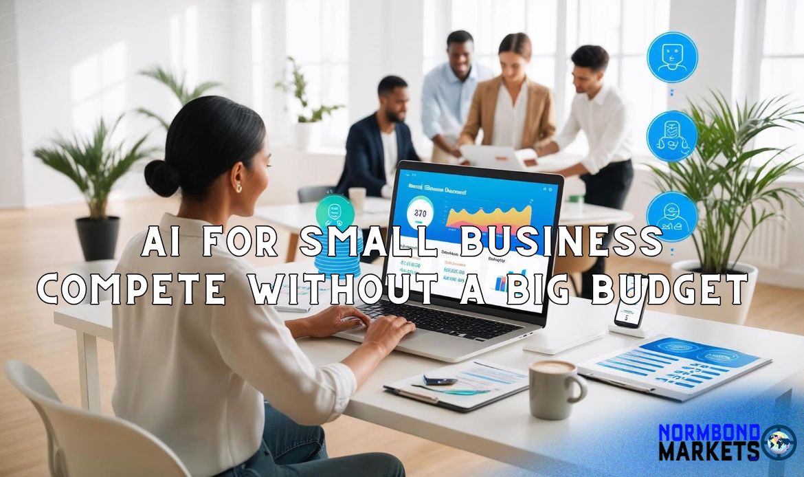 Businesswoman using AI dashboard on laptop – AI for small business growth
