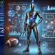Futuristic robot holding AI marketing playbook surrounded by strategy graphics, football field overlay, and NormBondMarkets branding