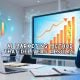 the AI marketing Businesswoman is pointing at a rising graph on screen with the text AI Marketing Method That Delivers Results, showcasing AI-powered growth strategy