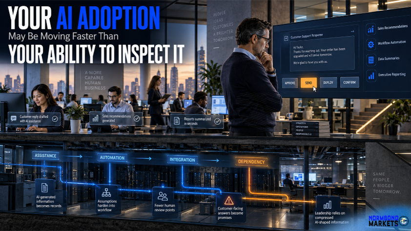 Business leaders inspecting AI workflows as adoption expands faster than the company’s ability to review decisions, promises, records, and operational consequences.